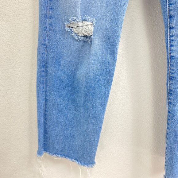 Levi Ribcage Straight Ankle Women Jeans Size 30 Button Front Med Wash Distressed - Picture 8 of 16